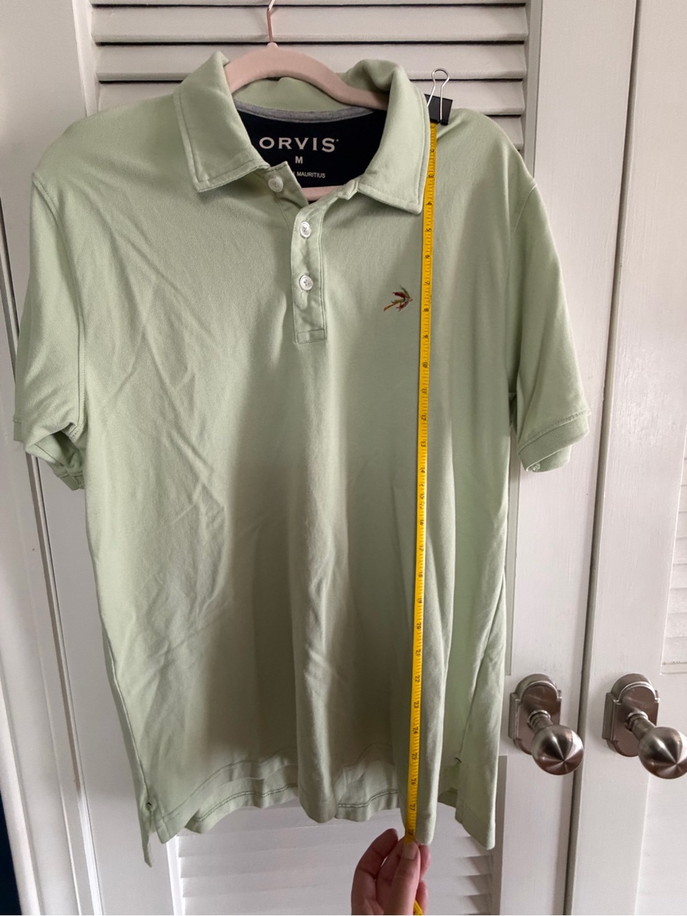 Orvis Men's Pale Green Polo with Subtle Embroidered Logo